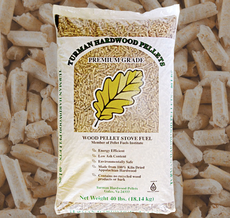 Picture of a 40lb bag of Turman Hardwood Pellets