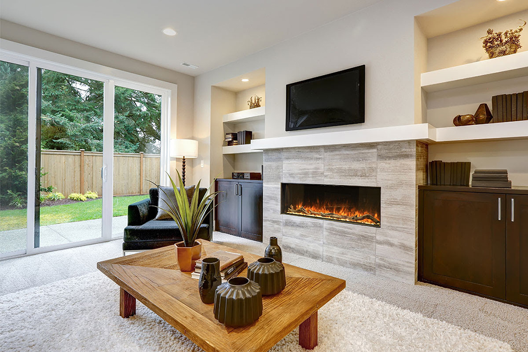 Electric Fireplace installed in a living room