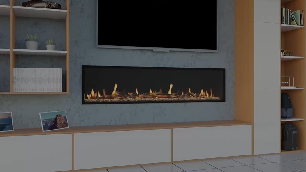 Orion Slim Fireplace installed under tv